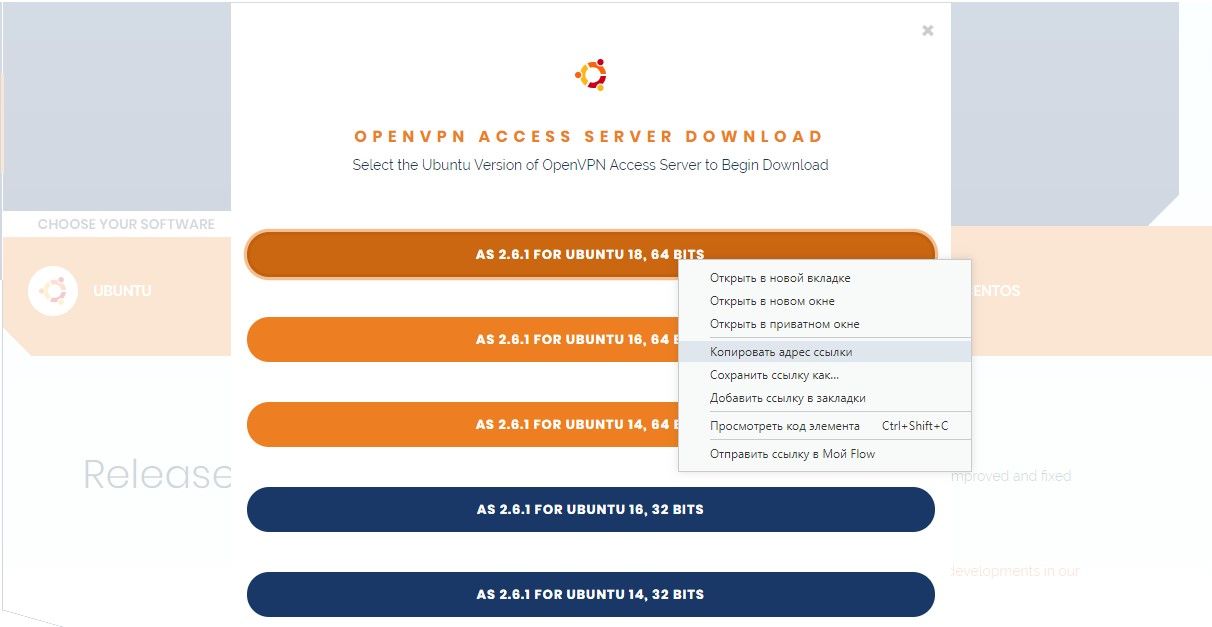 Настройка OpenVPN Access Server, копирования пакета deb, rpm