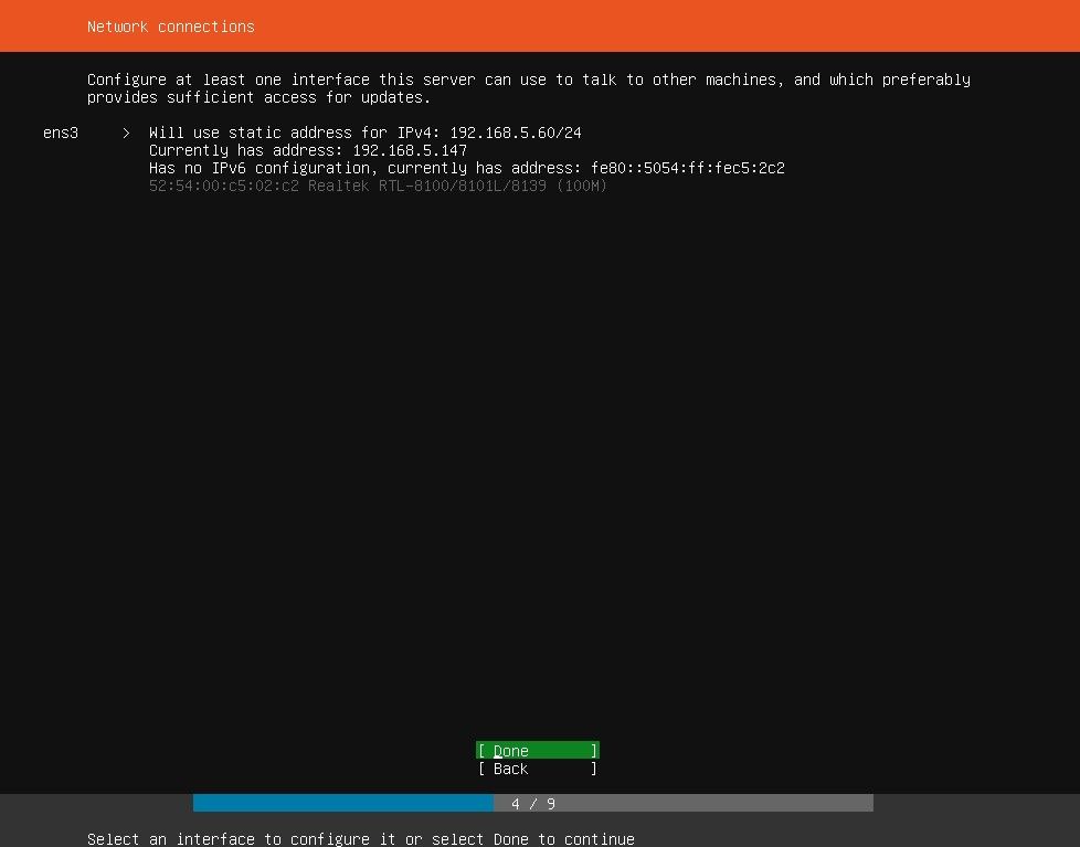 Установка Ubuntu Server, сохранение сетевых настроек