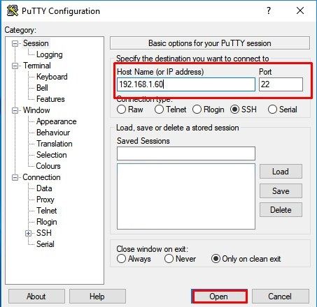Установка Ubuntu Server, Putty подключение SSH